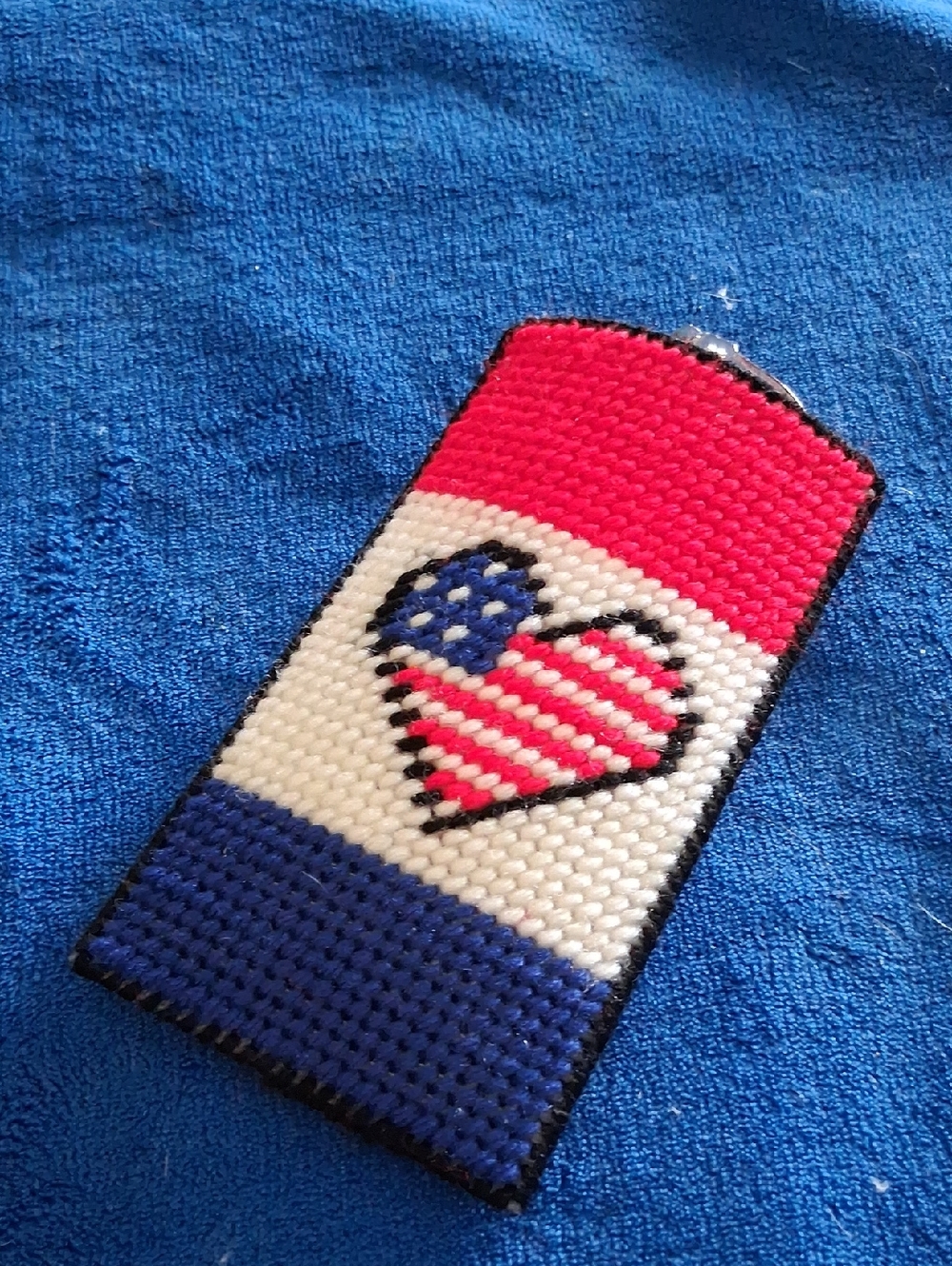 Handmade Patriotic Heart  Eyeglass Case - Red White Blue